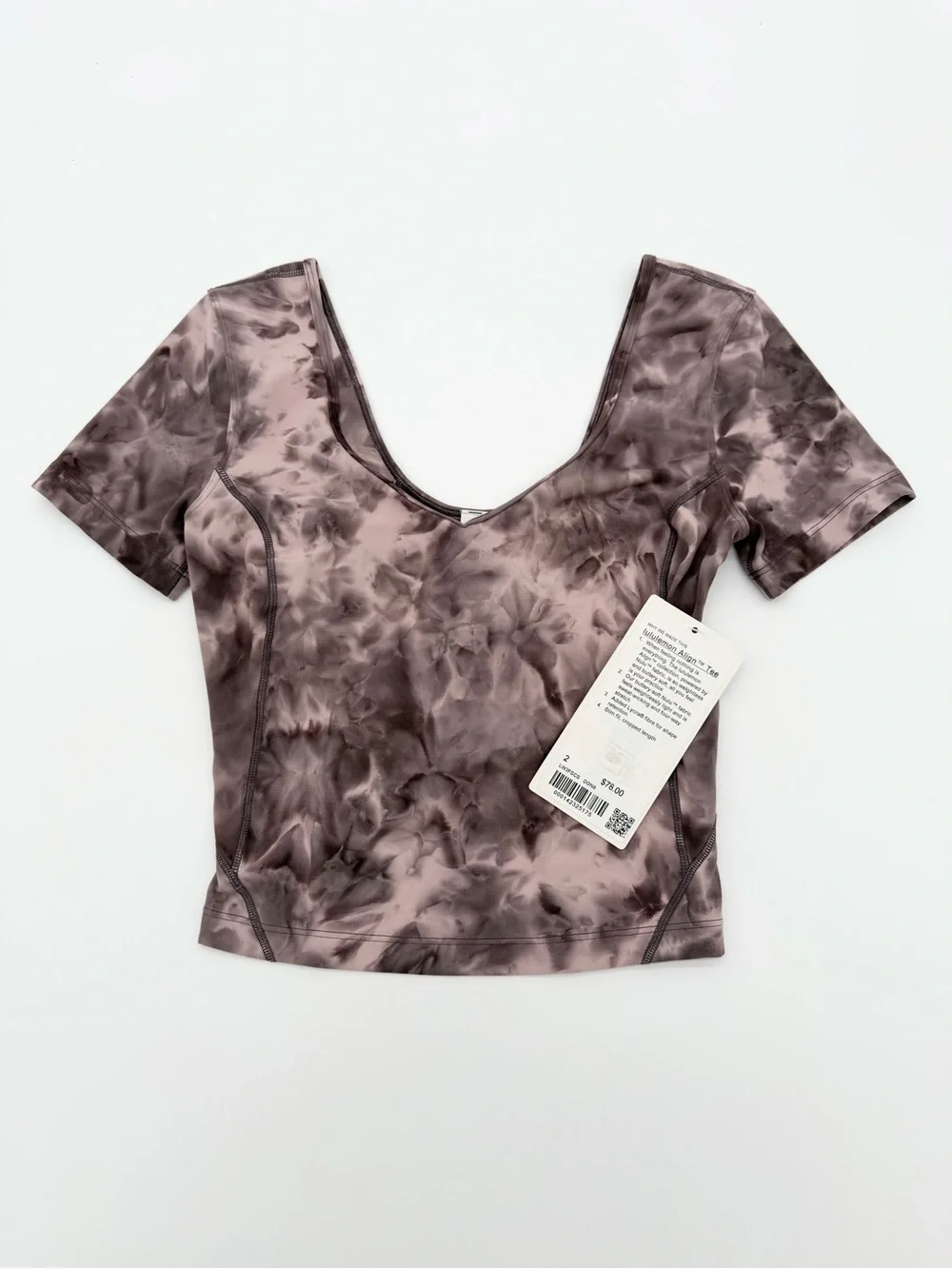 NWT Lululemon Align Tee | Mauve and Charcoal Tie-Dye Short Sleeve Scoop Neck Top